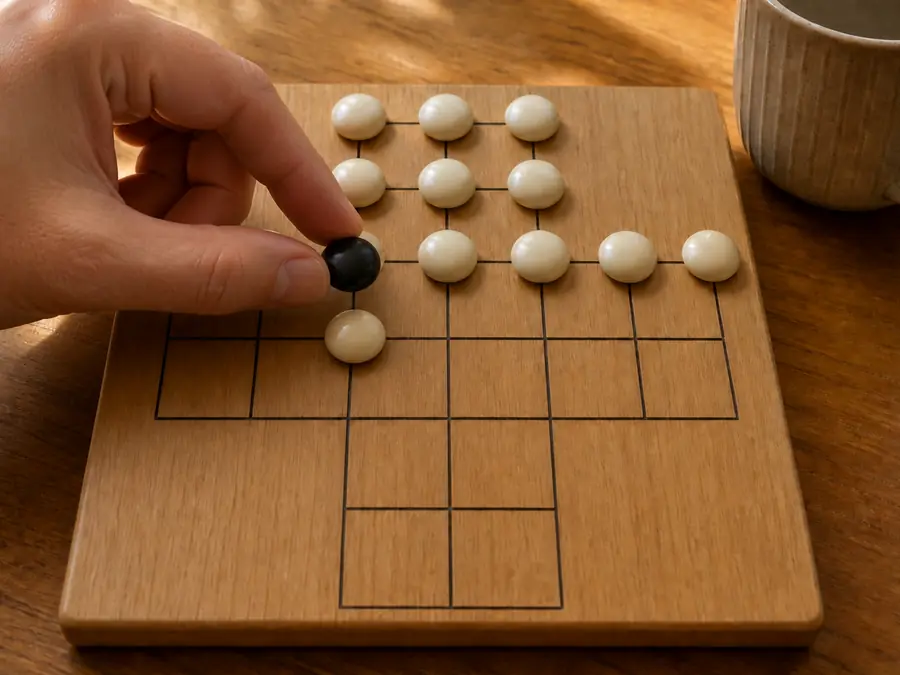 Fox and Geese AI play with difficulty settings, hints, undo, and replay